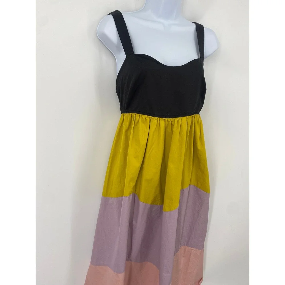Kate Spade Midi Dress Women M Multi Colorblock Sleeveless Tie Back